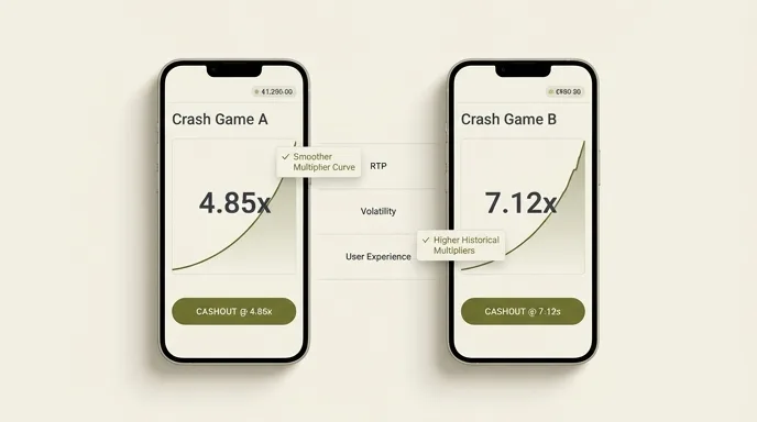 Due schermate di crash game affiancate con moltiplicatori diversi e annotazioni di analisi sulle puntate